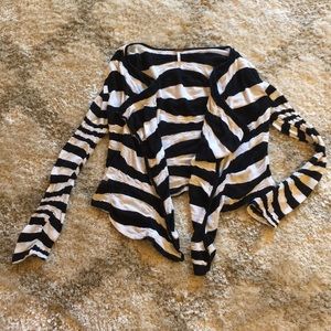 Free People Black+White Waterfall Cardigan